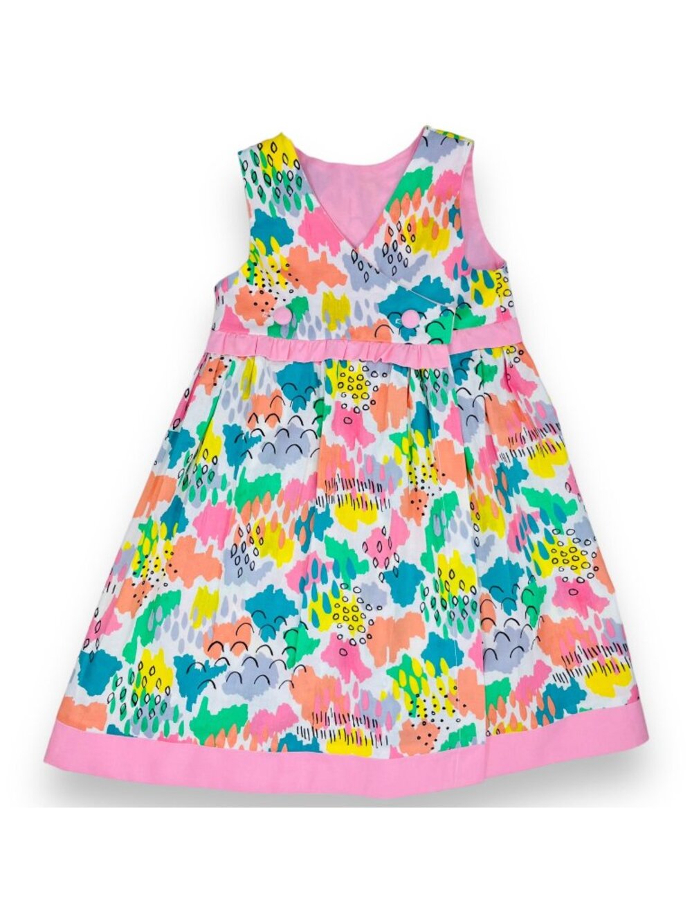 Girls Colorful Pastel Geometric Sleeveless Dress 5 - 6